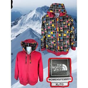 THE NORTH FACE Reversible Full-Zip Hoodie — XL Multicolor Red Geometric